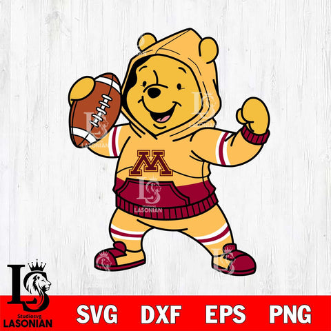 Minnesota Golden Gophers Winnie The Pooh Disney Football Christmas File Cut, NCAA SVG DXF EPS PNG FILE, Digital Download , Criucut , Silhouette