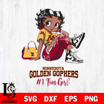 Minnesota Golden Gophers #1 Black Fan Girl Betty Boop, Svg Eps Dxf Png File, Digital Download