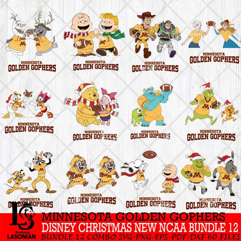 Minnesota Golden Gophers  Disney Christmas New NCAA Bundle 12 Cricut,Christmas SVG DXF EPS PNG FILE, BUNDLE NCAA Digital Download,Instant Download, Silhouette