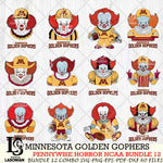 Minnesota Golden Gophers  Pennywise Horror NCAA Bundle 12 SVG Svg Eps Dxf Png File, Digital Download