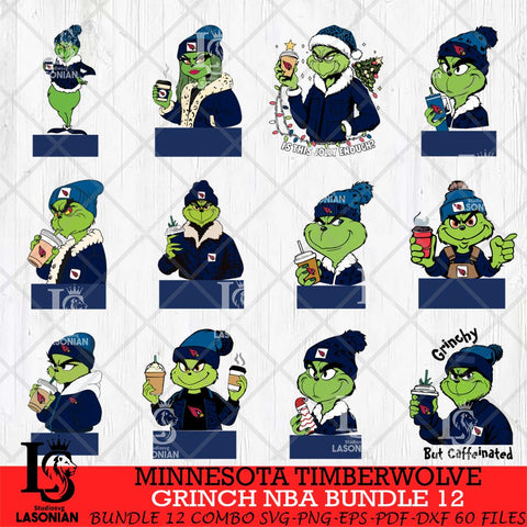 Minnesota Timberwolve Grinch NBA Bundle 12 SVG Eps Dxf Png File, Digital Download, Instant Download