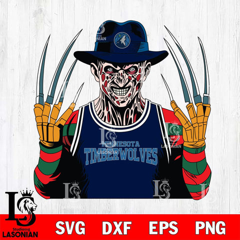 Minnesota Timberwolves Freddy Krueger Horror basketball SVG DXF EPS PNG FILE, NBA File Cut,Halloween Digital Download,Instant Download, Silhouette