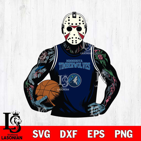 Minnesota Timberwolves Jason Voorhees Horror basketball SVG DXF EPS PNG FILE, NBA File Cut,Halloween Digital Download,Instant Download, Silhouette