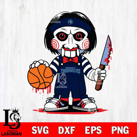 Minnesota Timberwolves Jigsaw Horror basketball SVG DXF EPS PNG FILE, NBA File Cut,Halloween Digital Download,Instant Download, Silhouette