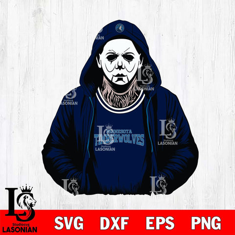 Minnesota Timberwolves Michael Myers Horror basketball SVG DXF EPS PNG FILE, NBA File Cut,Halloween Digital Download,Instant Download, Silhouette