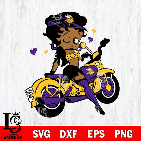 Minnesota Vikings Betty Boop And Badass Motor SVG Svg Eps Dxf Png File, Digital Download, Instant Download