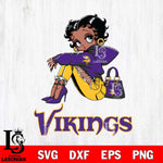 Minnesota Vikings Betty Boop Black Fan Girl Svg Eps Dxf Png File, Digital Download, Instant Download