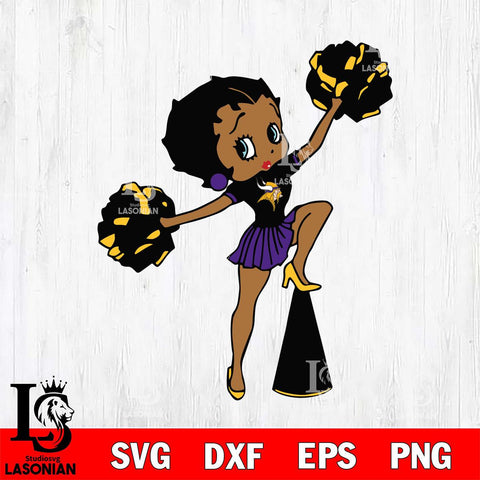 Minnesota Vikings Betty Boop Cheer Leader SVG Svg Eps Dxf Png File, Digital Download, Instant Download