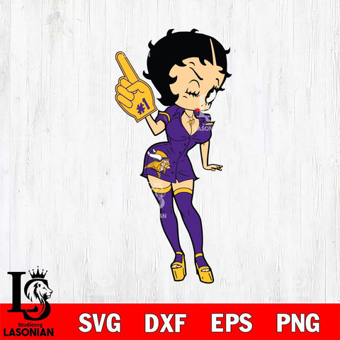 Minnesota Vikings Betty Boop Cheering Svg Eps Dxf Png File, Digital Download, Instant Download