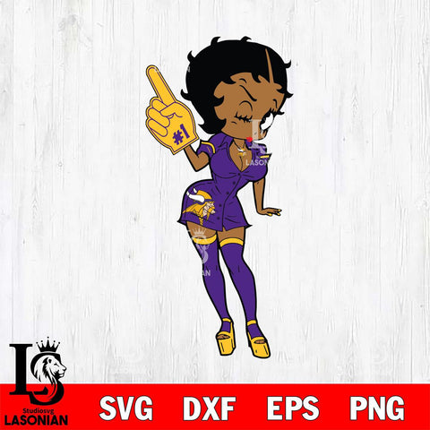 Minnesota Vikings Betty Boop Cheering SVG Svg Eps Dxf Png File, Digital Download, Instant Download