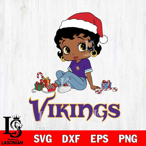 Minnesota Vikings Betty Boop Christmas File Cut, NFL SVG DXF EPS PNG PDF File, Digital Download , Criucut , Silhouette