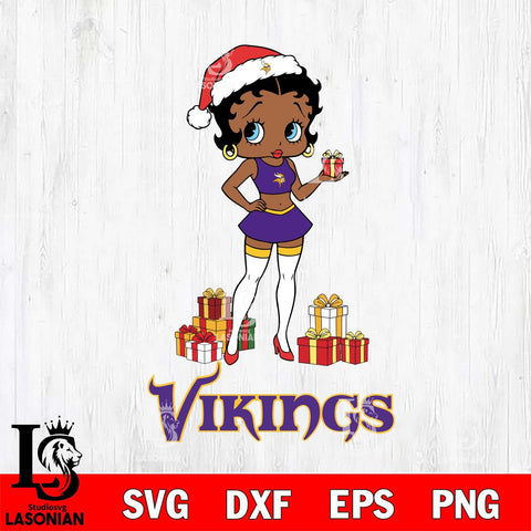 Minnesota Vikings Betty Boop Christmas Gift File Cut, NFL SVG DXF EPS PNG PDF File, Digital Download , Criucut , Silhouette