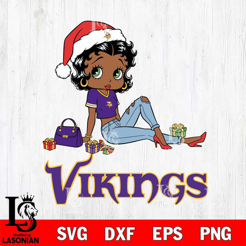 Minnesota Vikings Betty Boop Christmas Packing File Cut, NFL SVG DXF EPS PNG PDF File, Digital Download , Criucut , Silhouette