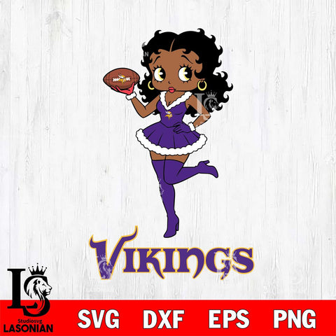 Minnesota Vikings Betty Boop Christmas Rugby File Cut, NFL SVG DXF EPS PNG PDF File, Digital Download , Criucut , Silhouette
