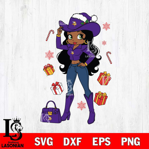 Minnesota Vikings Betty Boop Cowboy File Cut, NFL SVG DXF EPS PNG PDF File, Digital Download , Criucut , Silhouette