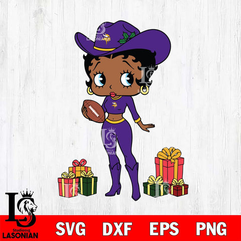 Minnesota Vikings Betty Boop Cowboy Football File Cut, NFL SVG DXF EPS PNG PDF File, Digital Download , Criucut , Silhouette