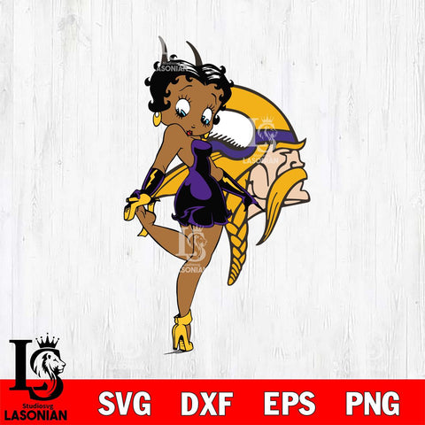 Minnesota Vikings Betty Boop Girl Fan SVG Svg Eps Dxf Png File, Digital Download, Instant Download
