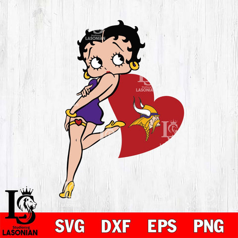 Minnesota Vikings Betty Boop Girl Love Svg Eps Dxf Png File, Digital Download, Instant Download