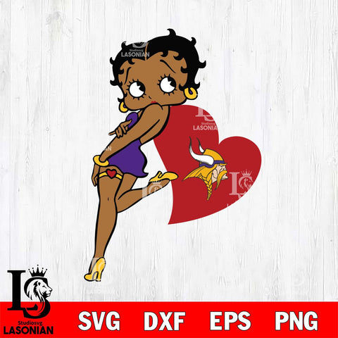 Minnesota Vikings Betty Boop Girl Love SVG Svg Eps Dxf Png File, Digital Download, Instant Download