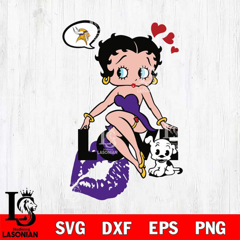 Minnesota Vikings Betty Boop Love Svg Eps Dxf Png File, Digital Download, Instant Download