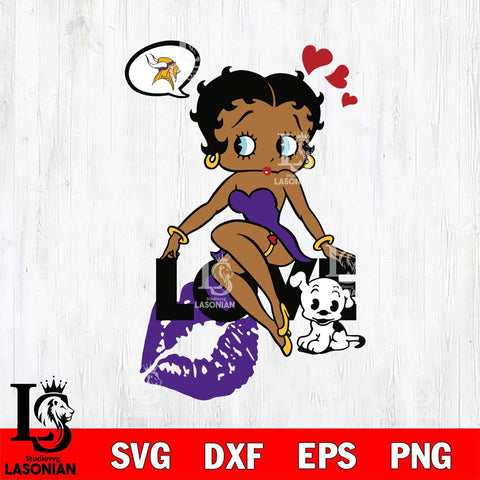 Minnesota Vikings Betty Boop Love SVG 2 Svg Eps Dxf Png File, Digital Download, Instant Download