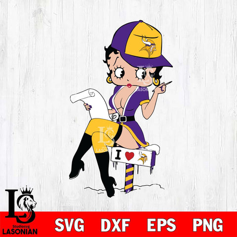 Minnesota Vikings Betty Boop Sexy Fan Svg Eps Dxf Png File, Digital Download, Instant Download