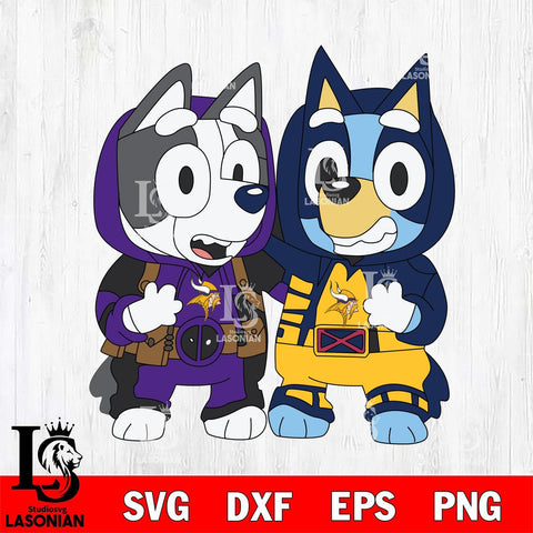 Minnesota Vikings Bluey Deadpool Wolverine Svg Eps Dxf Png File, Digital Download, Instant Download