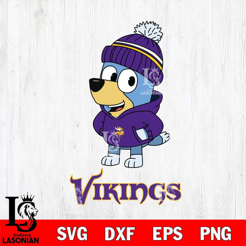 Minnesota Vikings Bluey Hoodie Sport Svg Eps Dxf Png File, Digital Download ,Instant Download, Cricut File