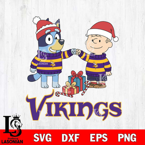Minnesota Vikings Bluey With Charlie Brown Christmas Cricut,Christmas SVG DXF EPS PNG FILE, Digital Download,Instant Download, Silhouette