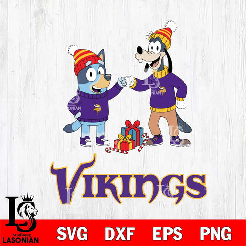 Minnesota Vikings Bluey With Goofy Christmas Cricut,Christmas SVG DXF EPS PNG FILE, Digital Download,Instant Download, Silhouette