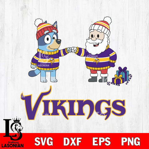 Minnesota Vikings Bluey With Satan Christmas Cricut,Christmas SVG DXF EPS PNG FILE, Digital Download,Instant Download, Silhouette