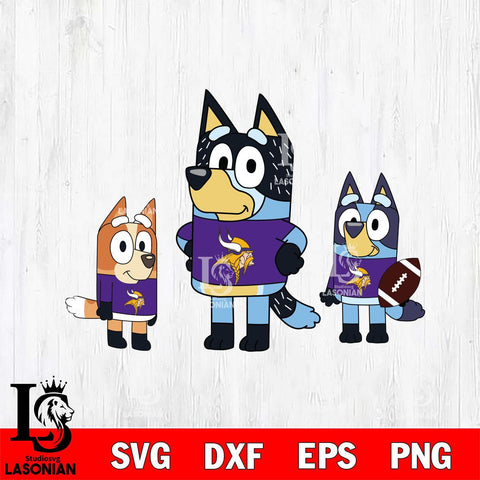Minnesota Vikings Bluey svg , Bluey family NFL Svg Eps Dxf Png File, Digital Download, Instant Download