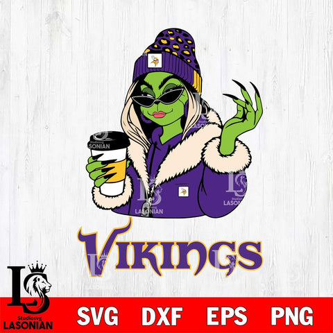 Minnesota Vikings Boujee Grinch Girls Christmas Svg Eps Dxf Png File,Cricut svg files, Digital Download, Instant Download