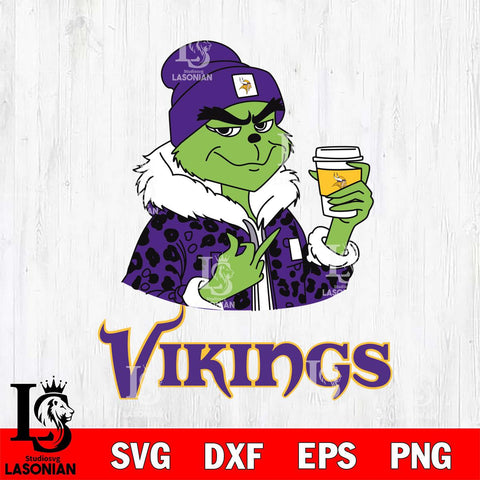 Minnesota Vikings Boujee Grinch Leopard Christmas Svg Eps Dxf Png File,Cricut svg files, Digital Download, Instant Download