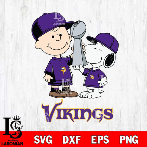 Minnesota Vikings Charlie Brown and Snoopy Champions Svg Eps Dxf Png File, NFL svg , Digital Download , Instant Download, Cricut File