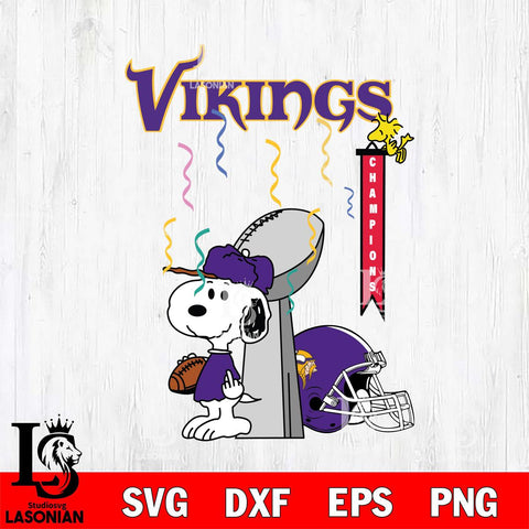 Minnesota Vikings Charlie Brown and Snoopy Super Bowl Svg Eps Dxf Png File, NFL svg , Digital Download , Instant Download, Cricut File