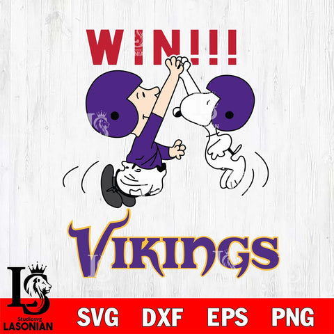 Minnesota Vikings Charlie Brown and Snoopy Win Svg Eps Dxf Png File, NFL svg , Digital Download , Instant Download, Cricut File
