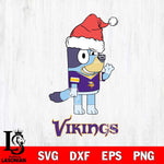 Minnesota Vikings Christmas Bluey Say Hi Svg Eps Dxf Png File,Cut Svg Files, Digital File, Sublimation