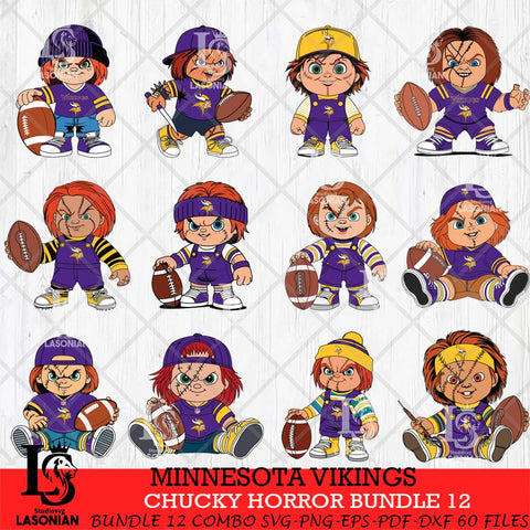 Minnesota Vikings Chucky Horror Bundle 12 SVG Svg Eps Dxf Png File, Bundle NFL svg, Digital Download, Instant Download
