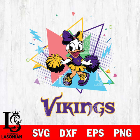 Minnesota Vikings Cute Daisy Duck Cheerleader SVG DXF EPS PNG FILE, Disney Father day File Cut,Digital Download,Instant Download,Disney Svg Files