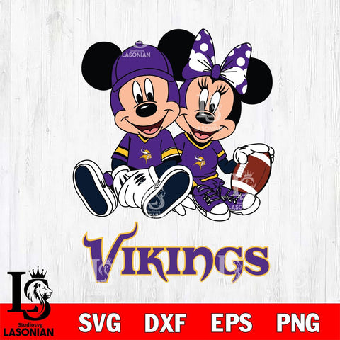Minnesota Vikings Disney Mickey And Minnie Football Svg Eps Dxf Png File, NFL svg , Digital Download , Instant Download, Cricut File