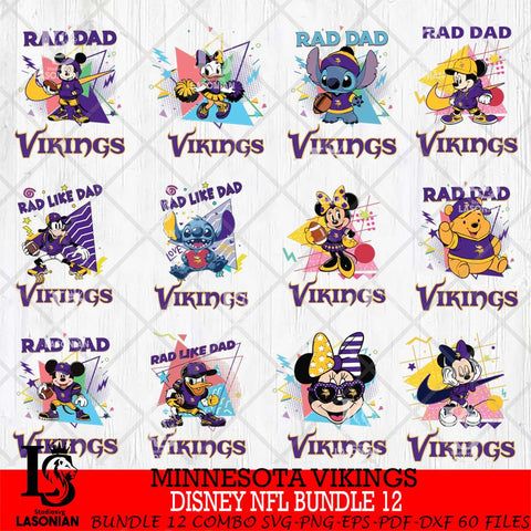 Minnesota Vikings Disney Rad Dad NFL Bundle 12 SVG DXF EPS PNG FILE, Father day File Cut,Digital Download,Instant Download,Disney Svg Files