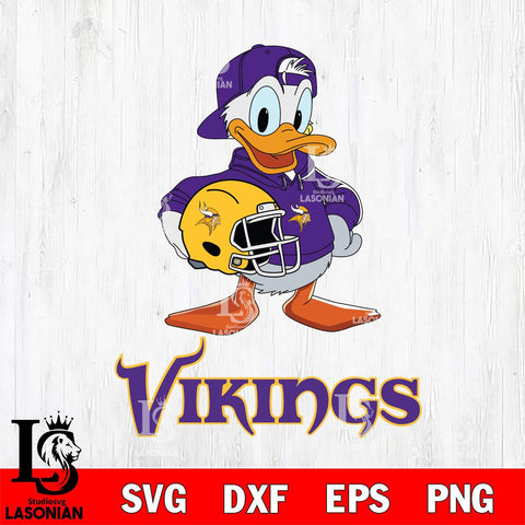 Minnesota Vikings Donald Duck Rugby Helmet Cricut, NFL SVG DXF EPS PNG FILE, Digital Download,Instant Download, Silhouette