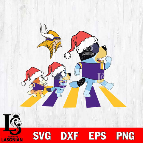 Minnesota Vikings Family Bluey Walking Christmas Svg Eps Dxf Png File, Digital Download, Instant Download