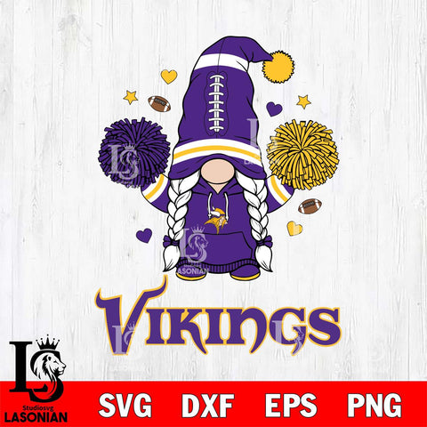 Minnesota Vikings Gnome cheerleader File Cut, NFL SVG, Digital Download , CHRISTMAS Criucut , Silhouette