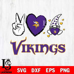 Minnesota Vikings Gnomes Peace & Love Svg Eps Dxf Png File, Digital Download, Instant Download