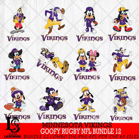 Minnesota Vikings Goofy Rugby NFL Bundle 12 SVG DXF EPS PNG FILE,NFL bundle svg ,Football Digital Download,Instant Download, Silhouette