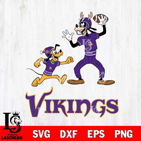 Minnesota Vikings Goofy & Pluto Football Cricut,Christmas SVG DXF EPS PNG FILE, Digital Download,Instant Download, Silhouette