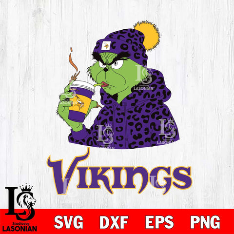 Minnesota Vikings Grinch Leopard Christmas Svg Eps Dxf Png File,Cricut svg files, Digital Download, Instant Download