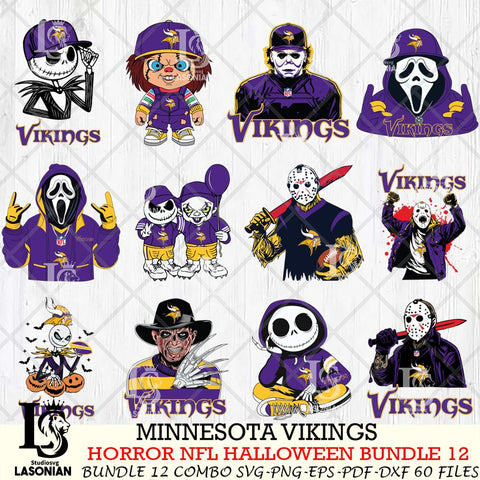 Minnesota Vikings Halloween Bundle 12 SVG Svg Eps Dxf Png File, Bundle NFL svg, Digital Download, Instant Download